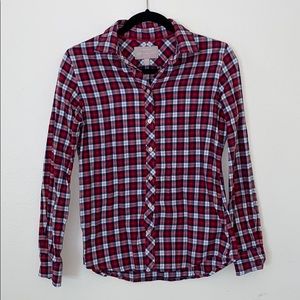 Red plaid button up soft wash shirt